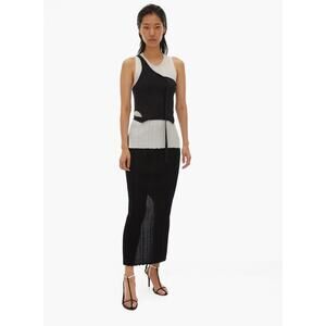 Helmut Lang Fine Wool Ribbed Maxi Skirt Black XS NWT $320